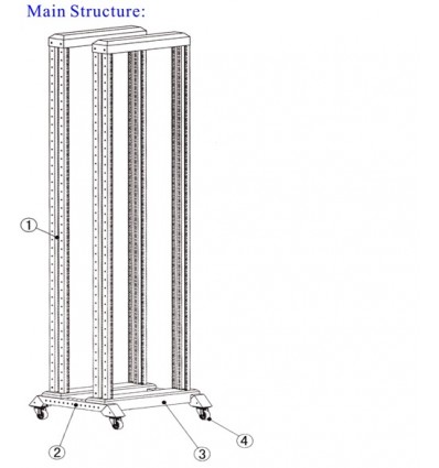 19" Open Frame 42U-1988x550x600mm, grey