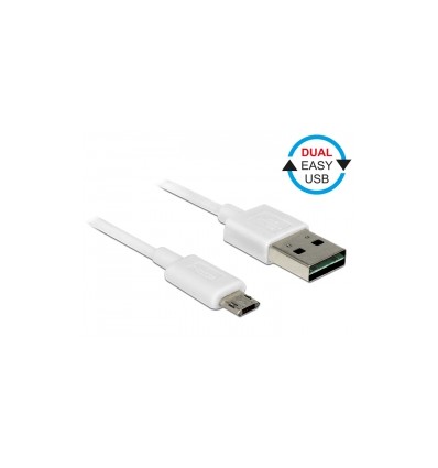 Delock Cable EASY-USB 2.0 Type-A male - EASY-USB 2.0 Type Micro-B male white 0.2m