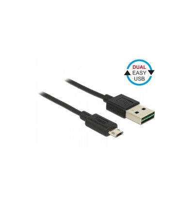 Delock Cable EASY-USB 2.0 Type-A male - EASY-USB 2.0 Type Micro-B male black 20cm