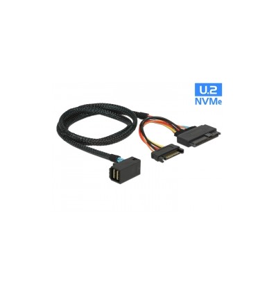 Delock Cable SFF-8643 male angled - U.2 SFF-8639 male + SATA power connector 75 cm