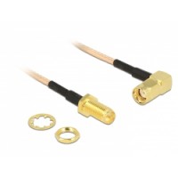 Delock Antenna Cable RP-SMA plug 90° - RP-SMA jack bulkhead RG-316 16 cm