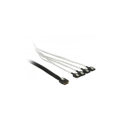 Delock Cable mini SAS SFF-8087 - 4 x SATA 7 pin 1 m metal