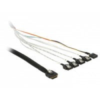 Delock Cable mini SAS SFF-8087 - 4 x SATA 7 pin + Sideband 0.5 m metal