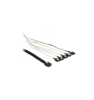 Delock Cable mini SAS SFF-8087 - 4 x SATA 7 pin + Sideband 0.5 m metal