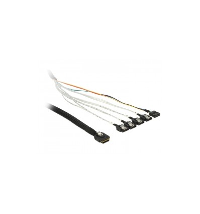 Delock Cable mini SAS SFF-8087 - 4 x SATA 7 pin + Sideband 1 m metal
