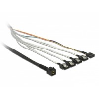 Delock Cable mini SAS HD SFF-8643 - 4 x SATA 7 pin + Sideband 0.5 m metal