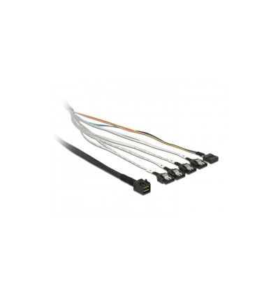 Delock Cable mini SAS HD SFF-8643 - 4 x SATA 7 pin + Sideband 0.5 m metal