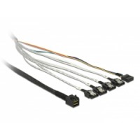 Delock Cable mini SAS HD SFF-8643 - 4 x SATA 7 pin + Sideband 1 m metal