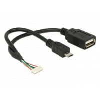 Delock Cable USB 2.0 pin header female 1,25 mm 8 pin - USB 2.0 Type-A female + USB 2.0 Type Micro-B male 15 cm