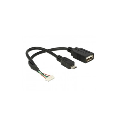 Delock Cable USB 2.0 pin header female 1,25 mm 8 pin - USB 2.0 Type-A female + USB 2.0 Type Micro-B male 15 cm
