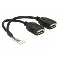 Delock Cable USB 2.0 pin header female 1.25 mm 8 pin - 2 x USB 2.0 Type-A female 15 cm