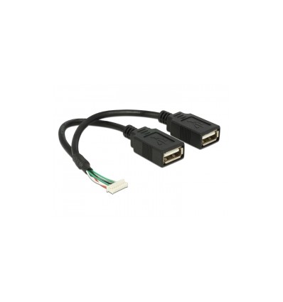 Delock Cable USB 2.0 pin header female 1.25 mm 8 pin - 2 x USB 2.0 Type-A female 15 cm