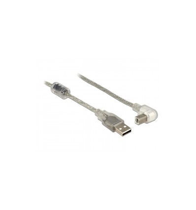 Delock Cable USB 2.0 Type-A male - USB 2.0 Type-B male angled 0.5 m transparent