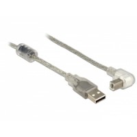 Delock Cable USB 2.0 Type-A male - USB 2.0 Type-B male angled 1.0 m transparent