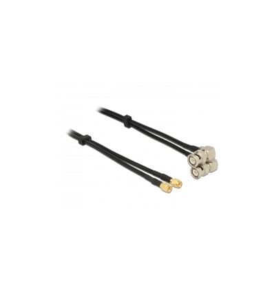 Delock Antenna Cable SMA plug - BNC plug 90° Twin Cable RG-58 A/U 1 m