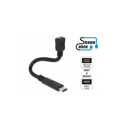 Delock Cable USB 2.0 Micro-B female - USB 2.0 Type-C™ male ShapeCable 0.35 m