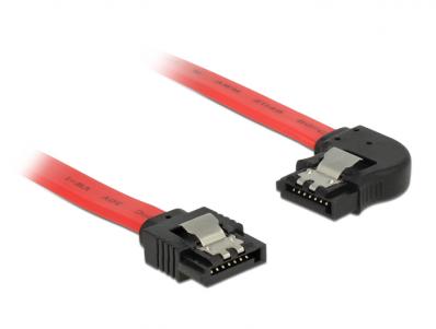 Delock Cable SATA 6 Gbs male straight SATA male left angled 10 cm red metal