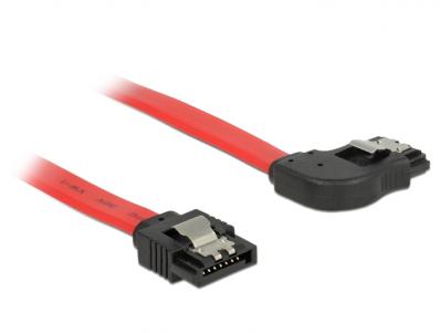 Delock Cable SATA 6 Gbs male straight SATA male right angled 20 cm red metal