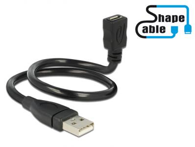 Cable USB 2.0 Type-A male USB 2.0 Micro-B female ShapeCable 0.35 m
