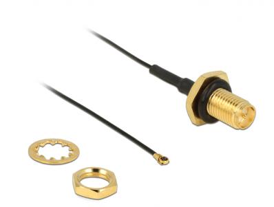 Delock Antenna Cable RP-SMA Jack Bulkhead MHF IV HSC MXHP32 compatible plug 200 mm winding length 9 mm splash proof