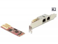 Delock M.2 Adapter M.2 2 x RJ45 Gigabit LAN port -40°C ~ 85°C (PCIe)