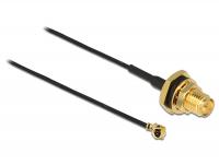 Delock Antenna Cable RP-SMA Jack Bulkhead MHF U.FL-LP-068 Compatible Plug 200 mm thread length 9 mm splash proof
