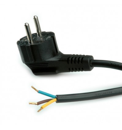 Barošanas kabelis ar Schuko kont./ atvērts gals, AC 230V, melns, 3.0 m