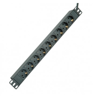 PDU 19" skapjiem, 9x socket, 45°, 16A, melns, 2.0 m