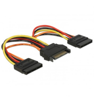 Delock Cable Power SATA 15 pin plug to 2 x Power SATA 15 pin, 15 cm