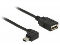 Coiled cable USB 2.0 Type Mini-B male 90 angled USB 2.0 Type-A female OTG 55 cm
