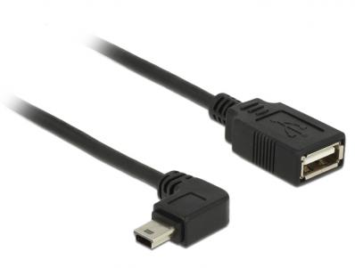 Coiled cable USB 2.0 Type Mini-B male 90 angled USB 2.0 Type-A female OTG 55 cm