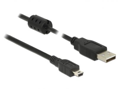 Delock Cable USB 2.0 Type-A male USB 2.0 Mini-B male 5.0 m black