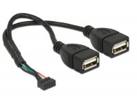 Cable USB 2.0 pin header female 2.00 mm 10 pin 2 x USB 2.0 Type-A female 20 cm