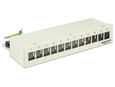 Delock Keystone Desktop Patch Panel 12 Port grey