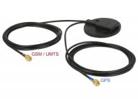 Multiband GPS UMTS GSM LTE SMA 2 - 3 dBi 2 x 2 m RG-174 Antenna omnidirectional mounting plate