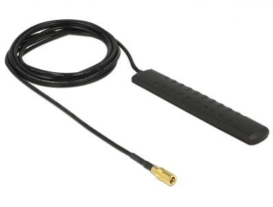 Delock DAB+ DVB-T2 Antenna SMB Plug 20 dBi active omnidirectional black adhesive mounting