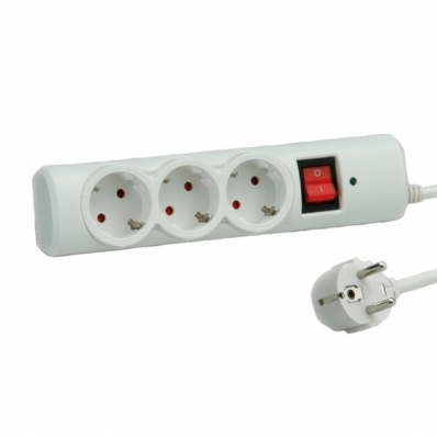 VALUE Power Strip, 3-way, with Switch, Surge Protection, white