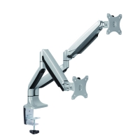 VALUE Dual LCD Monitor Arm, Desk Clamp, 6 Joints, height adjustable separately,