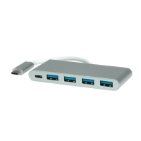 ROLINE USB 3.1 Hub, 4 Ports, Type C connection cable, with Power Supply (PD)