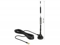 Delock LTE Antenna SMA plug 5 dBi fixed omnidirectional with magnetic base and connection cable (RG-174, 3 m) outdoor black