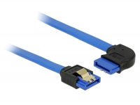 Delock Cable SATA 6 Gb/s receptacle straight > SATA receptacle right angled 100 cm blue with gold clips