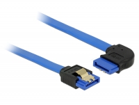 Delock Cable SATA 6 Gb/s receptacle straight > SATA receptacle right angled 30 cm blue with gold clips
