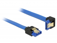 Delock Cable SATA 6 Gb/s receptacle straight > SATA receptacle downwards angled 50 cm blue with gold clips