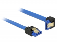 Delock Cable SATA 6 Gb/s receptacle straight > SATA receptacle downwards angled 20 cm blue with gold clips