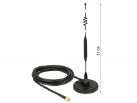 Delock LTE Antenna SMA plug 6 dBi fixed omnidirectional with magnetic base and connection cable (RG-58, 3 m) outdoor black