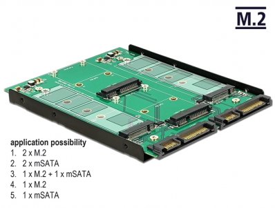 Delock 3.5″ Converter 2 x SATA 22 pin > Dualport 2 x M.2 / 2 x mSATA