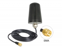 Delock WLAN 802.11 b/g/n Antenna SMA Plug 3 dBi omnidirectional with connection cable (RG-174, 3 m) roof mount outdoor black