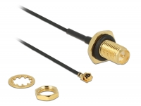 Delock Antenna Cable RP-SMA Jack Bulkhead > MHF / U.FL-LP-068 Compatible Plug 100 mm 1.13 thread length 9 mm splash proof