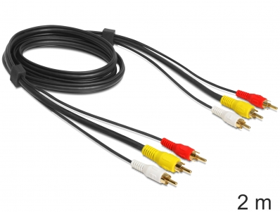 Kabel Video 1x Video, 2x Audio 2,0m Delock