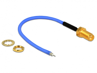 Delock Antenna Cable RP-SMA Jack bulkhead > open end tinned (RG-405 semi flexible, 10 cm) low loss